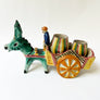 Vintage Handpainted Ceramic Donkey with Cart Made in Italy