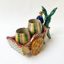 Vintage Handpainted Ceramic Donkey with Cart Made in Italy