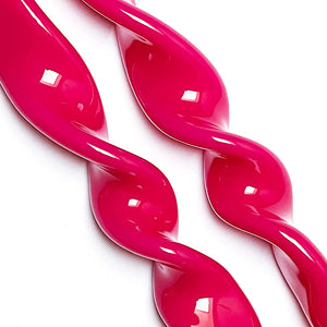 Italian Lacquered Spiral Taper Candle Fuchsia, Set of 2