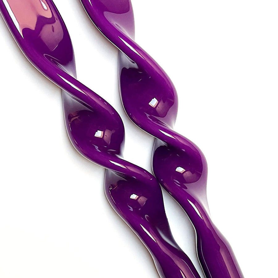 Italian Lacquered Spiral Taper Candle Purple, Set of 2