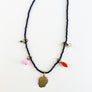 Collage Necklace: Navy Blue with Boy's Profile (J2622)