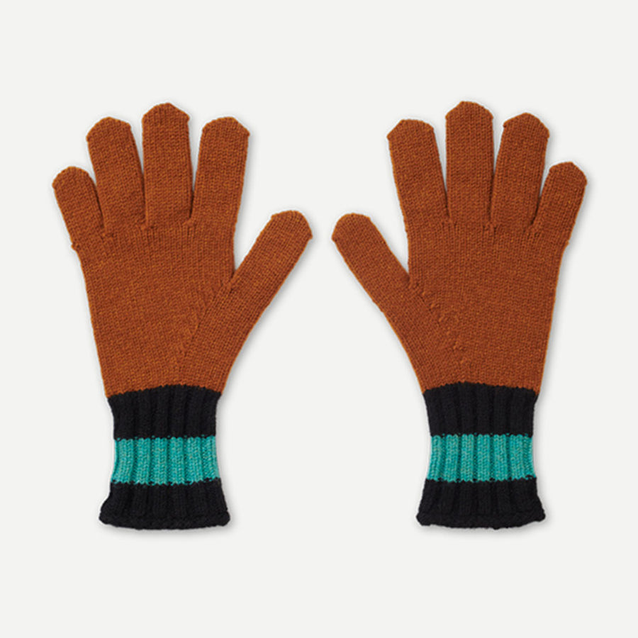 Jo Gordon Rusty Brown with Ribbed Black Stripe Lambswool Gloves