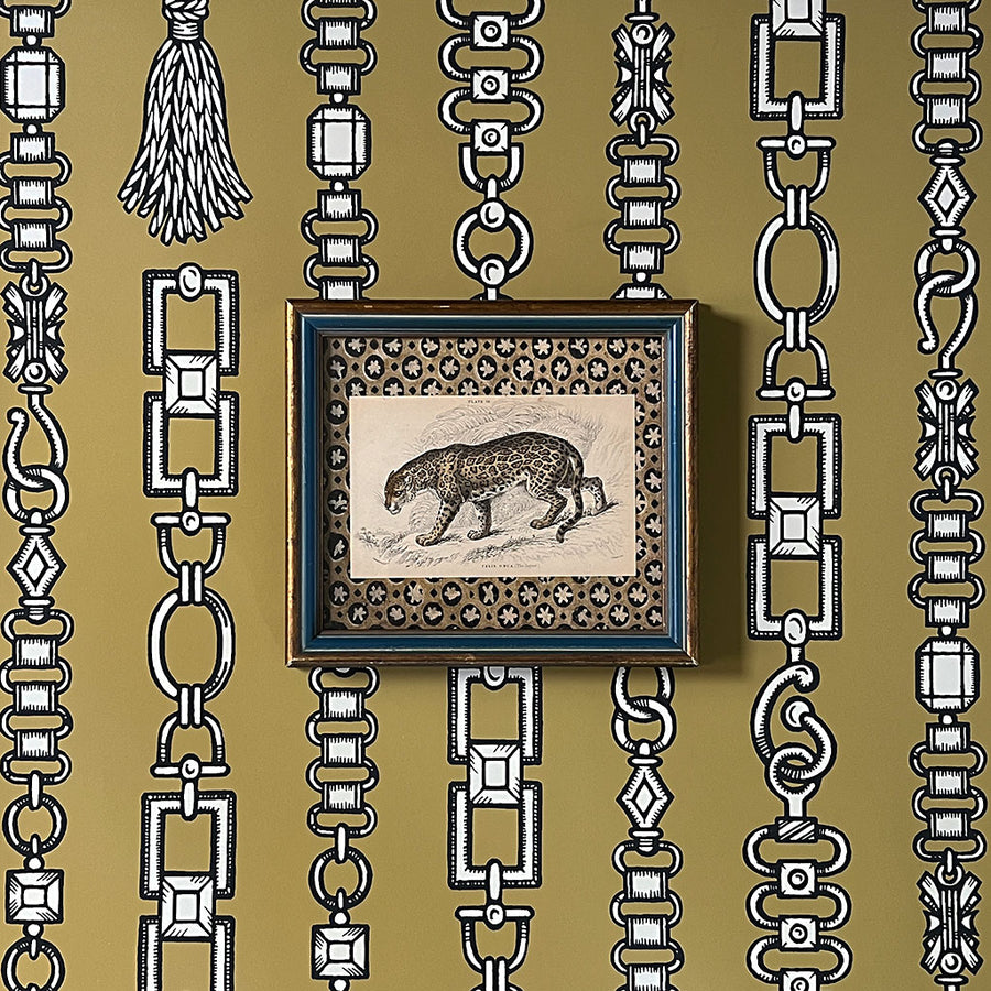 Felis Onca (The Jaguar)- Original Hand-Colored Engraving in Vintage Frame