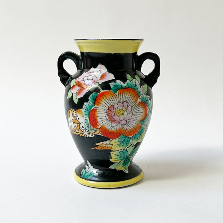 Vintage Hand Painted Double Handle Ceramic Vase Made in Japan