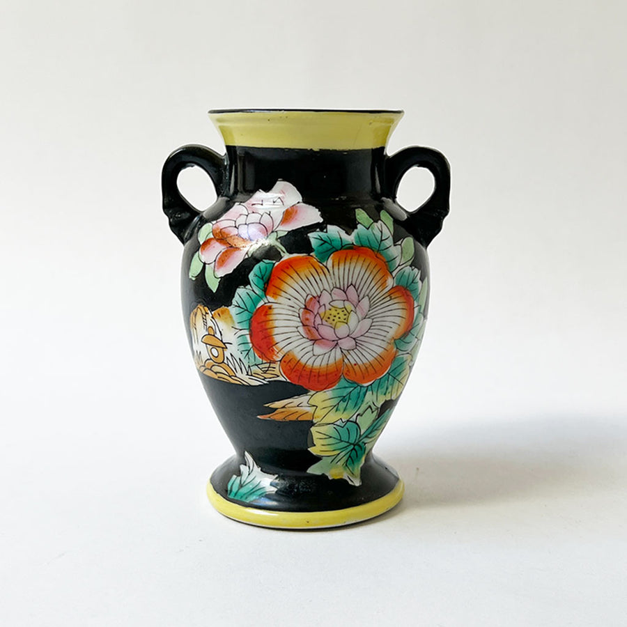 Vintage Hand Painted Double Handle Ceramic Vase Made in Japan