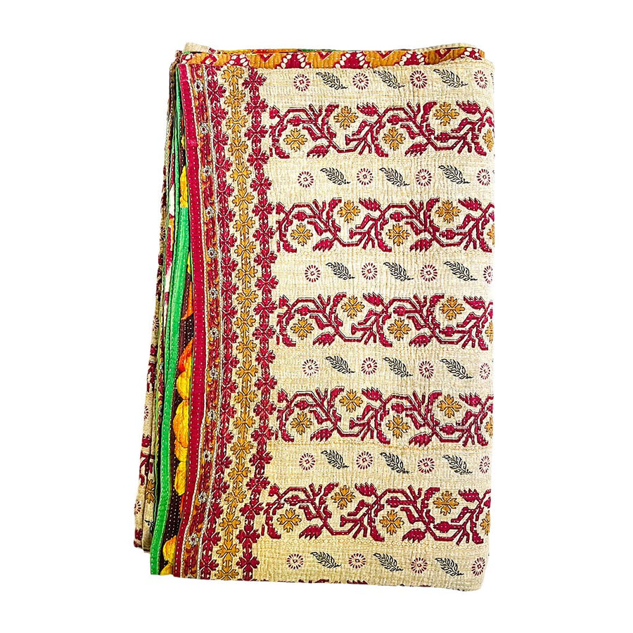 Vintage Kantha Reversible Cotton Throw Blanket (A12)