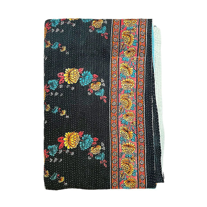 Vintage Kantha Reversible Cotton Throw Blanket (A13)