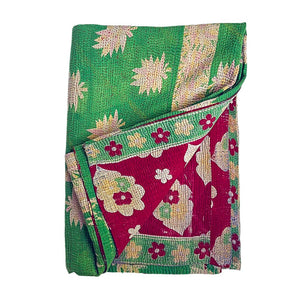 Vintage Kantha Reversible Cotton Throw Blanket (A14)