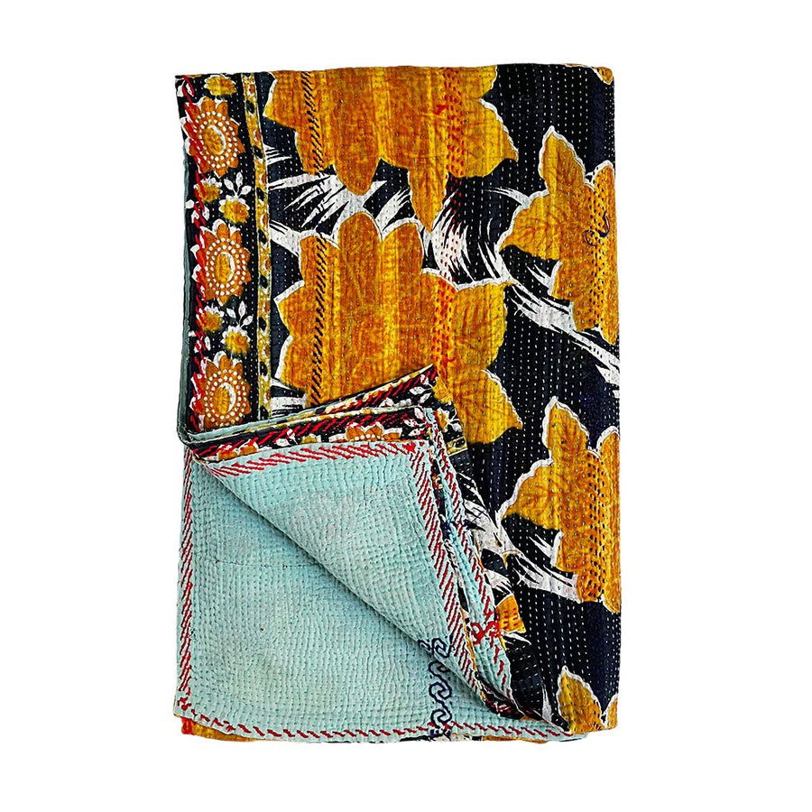 Vintage Kantha Reversible Cotton Throw Blanket (A1)