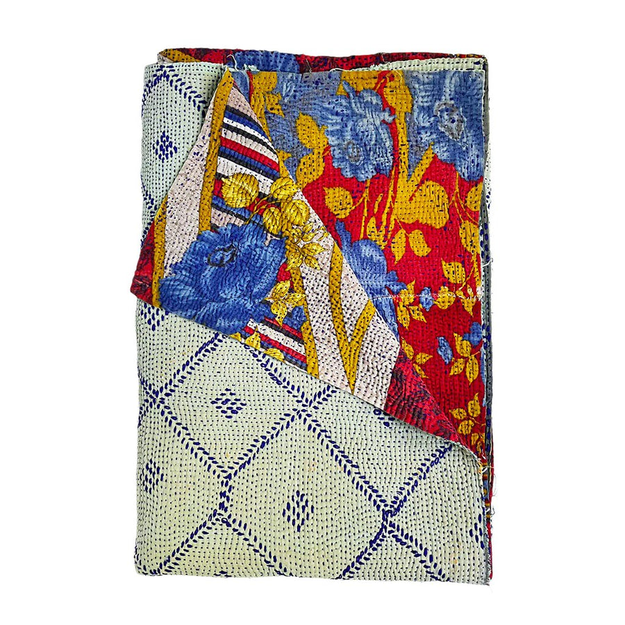 Vintage Kantha Reversible Cotton Throw Blanket (A2)