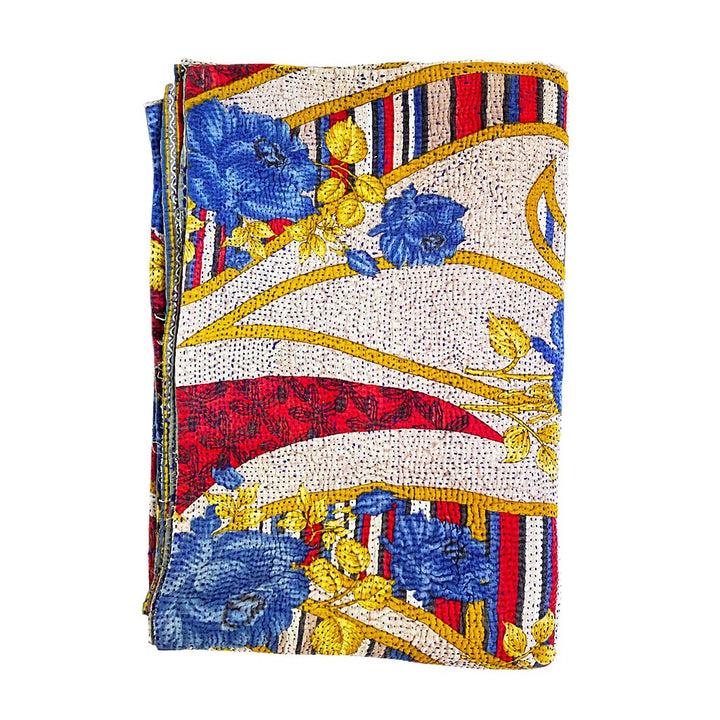 Vintage Kantha Reversible Cotton Throw Blanket (A2)