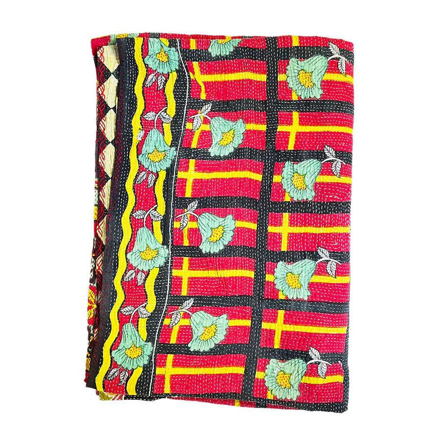 Vintage Kantha Reversible Cotton Throw Blanket (A3)