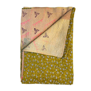 Vintage Kantha Reversible Cotton Throw Blanket (A4)