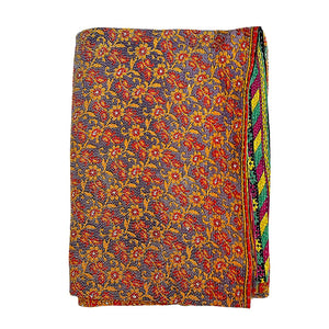 Vintage Kantha Reversible Cotton Throw Blanket (A7)