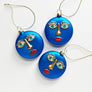 Eyelash Face Glass Ornament Blue