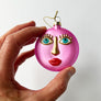 Eyelash Face Glass Ornament Pink