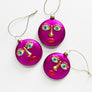 Eyelash Face Glass Ornament Magenta