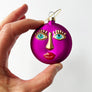 Eyelash Face Glass Ornament Magenta
