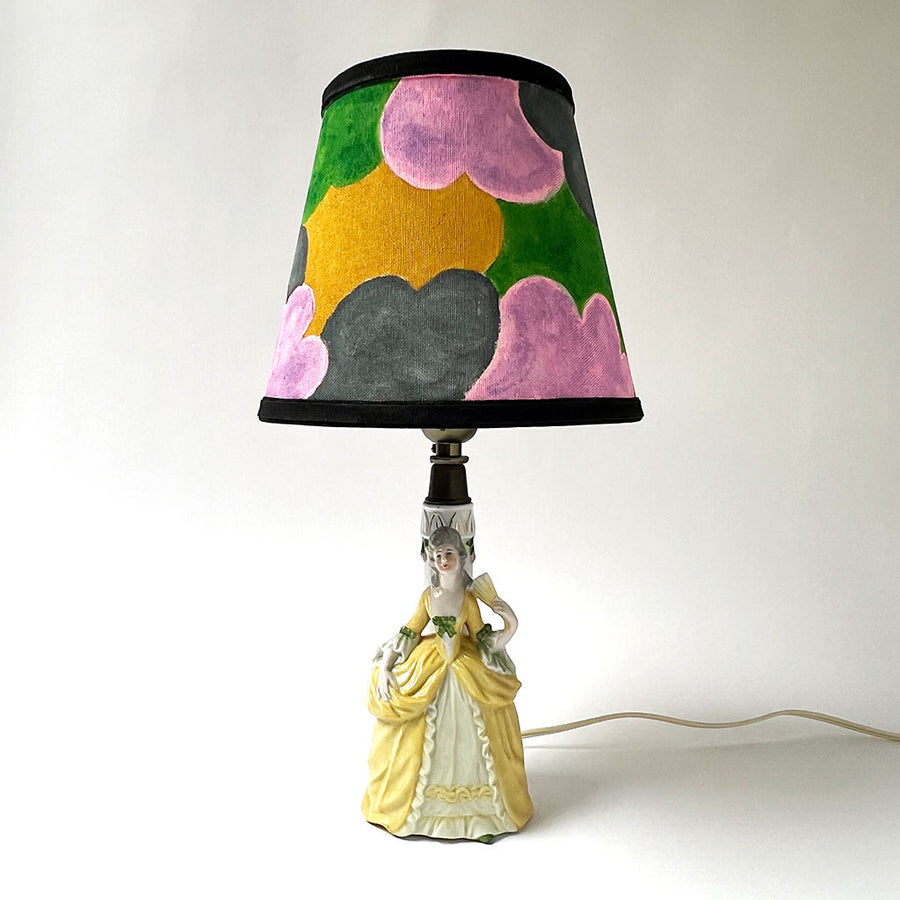 Vintage Table Lamp with Coordinating Custom Hand-Painted Shade