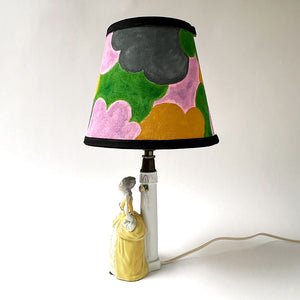 Vintage Table Lamp with Coordinating Custom Hand-Painted Shade