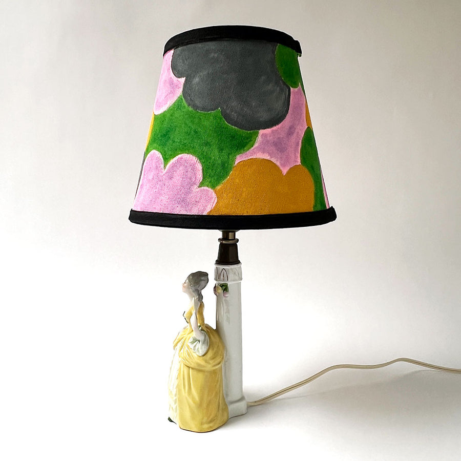 Vintage Table Lamp with Coordinating Custom Hand-Painted Shade