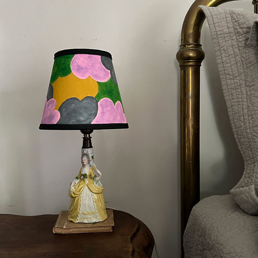 Vintage Table Lamp with Coordinating Custom Hand-Painted Shade