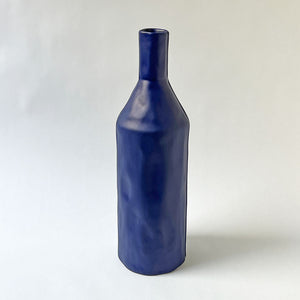 Tall Bottle Ceramic Vase Deep Blue