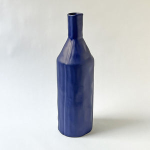 Tall Bottle Ceramic Vase Deep Blue