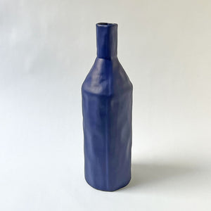 Tall Bottle Ceramic Vase Deep Blue