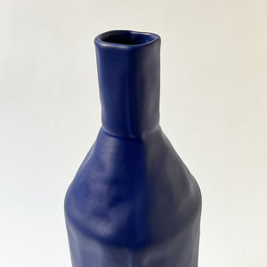 Tall Bottle Ceramic Vase Deep Blue