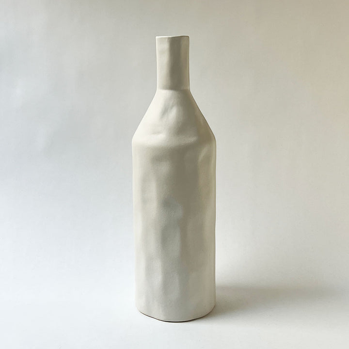 Tall Bottle Ceramic Vase Chalk