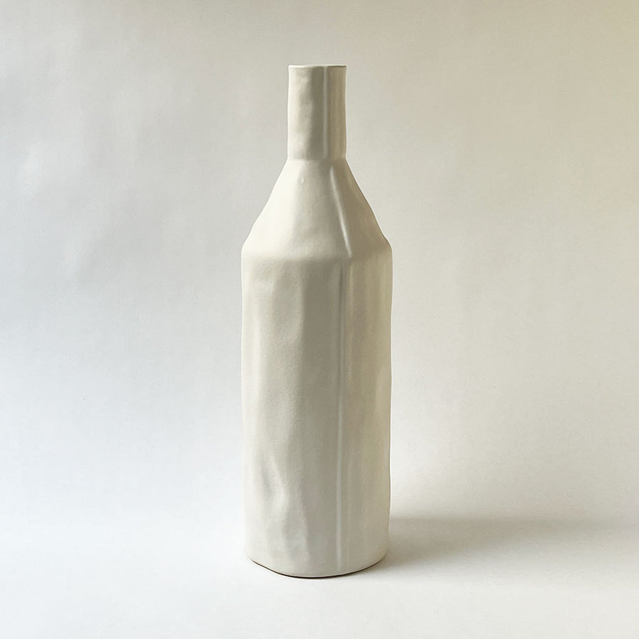 Tall Bottle Ceramic Vase Chalk