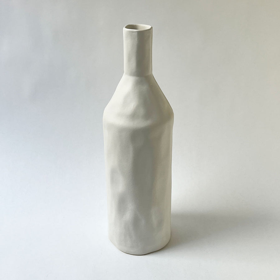 Tall Bottle Ceramic Vase Chalk