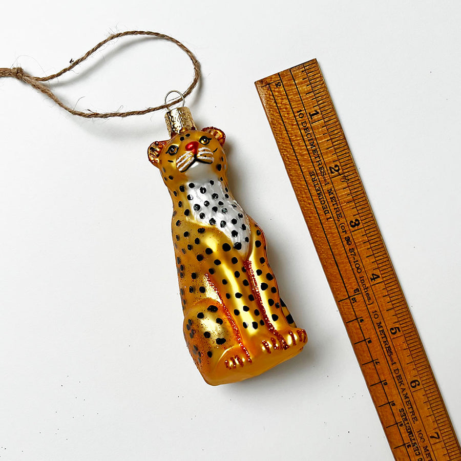 Seated Leopard Glass Ornament