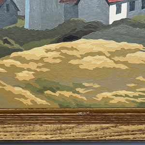 Original Landscape with Lighthouse Painting on Board Vintage Art