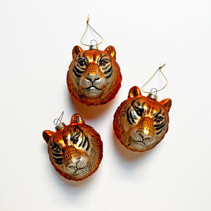 Tiger Head Glass Ornament