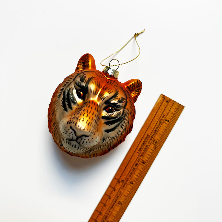 Tiger Head Glass Ornament