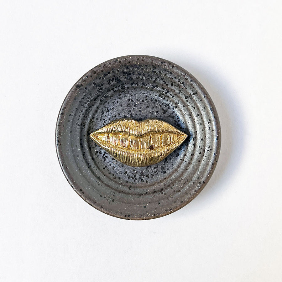 PATCH NYC Smiling Lips Solid Brass Incense Burner