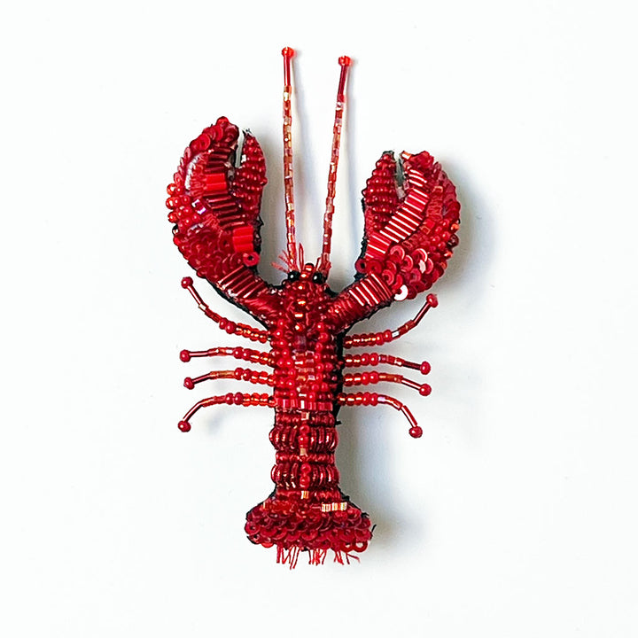 Beaded Lobster Embroidered Pin
