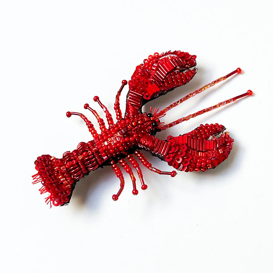 Beaded Lobster Embroidered Pin