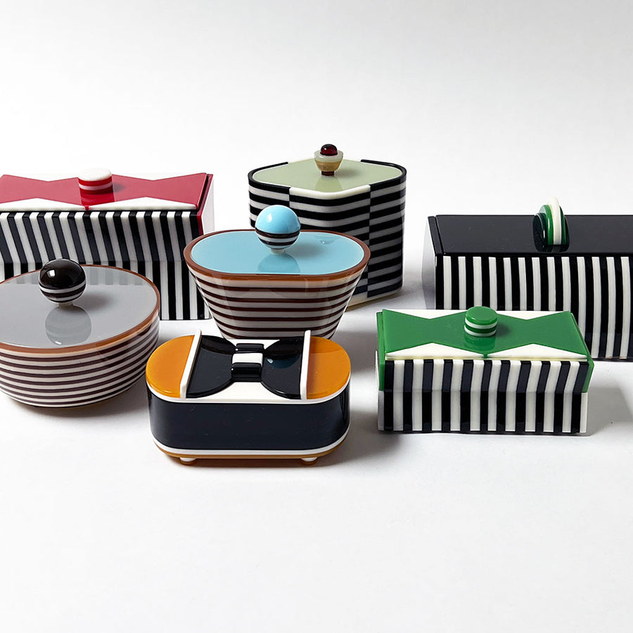 Polished Lucite Keepsake Box: Black, Cream, Green Large