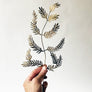 Vintage Brass Flower Stems & Leaf Branches (Set of Six)