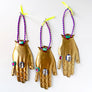 Jeweled Brass Hand with Purple & Navy Beads Wall Art