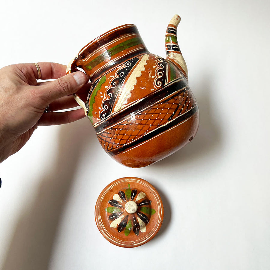 Vintage Rustic Ceramic Teapot Made in Mexico