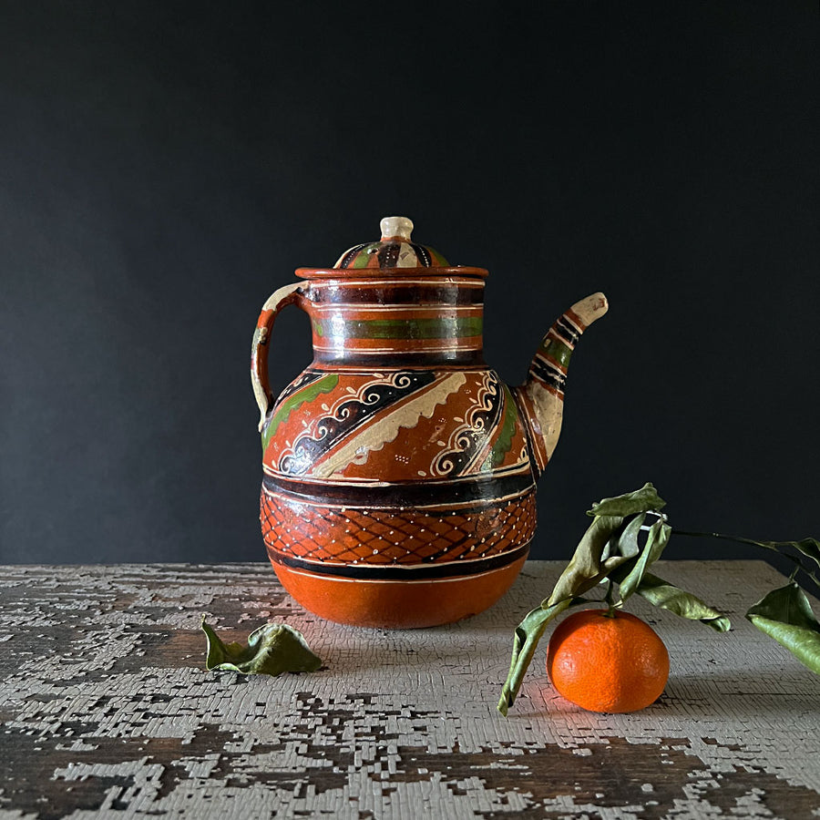 Vintage Rustic Ceramic Teapot Made in Mexico