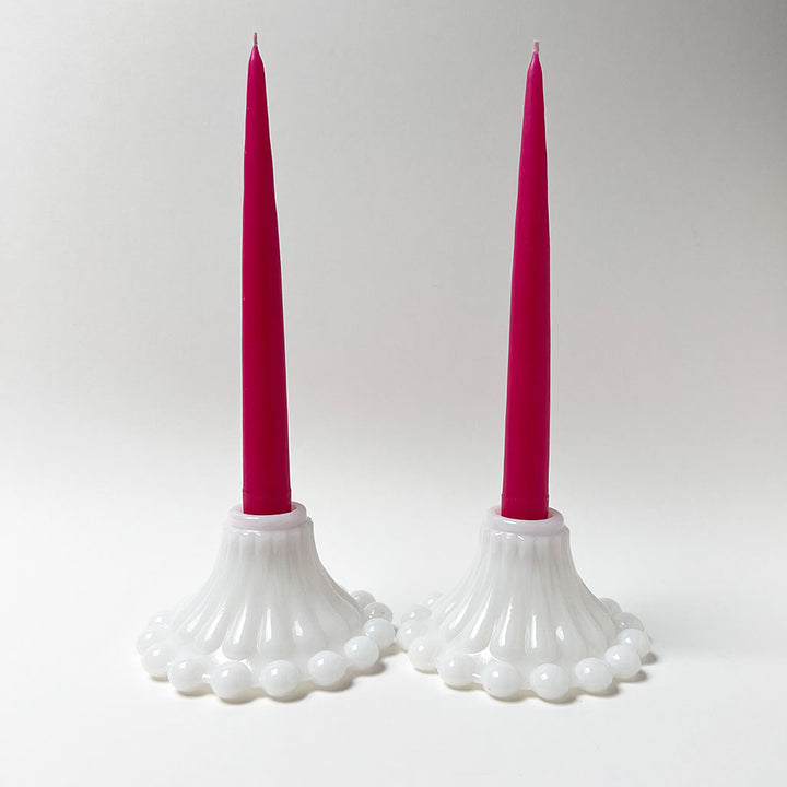Vintage Milk Glass Candle Holders (Pair)