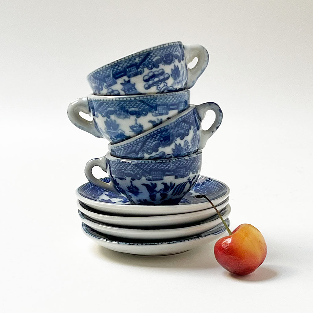 VTG Childs Blue Willow Dishes Porcelain 52 Pc. Made Japan