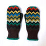 Multi Color Zig Zag Mittens Dark 100% Wool