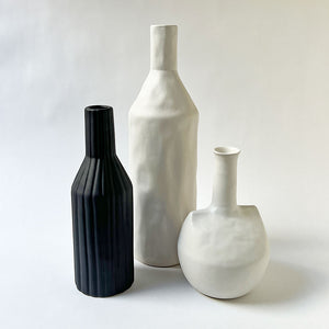 Tall Bottle Ceramic Vase Chalk