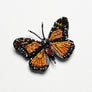 Beaded Orange & Black Butterfly Embroidered Pin by Trovelore